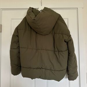 Olive green H&M puffer coat, size 6